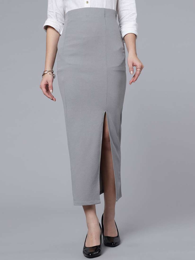 Buy Purple Feather Long Slit Stretchable Pencil Ankle Length Skirt Skirts for Women 30573423 Myntra