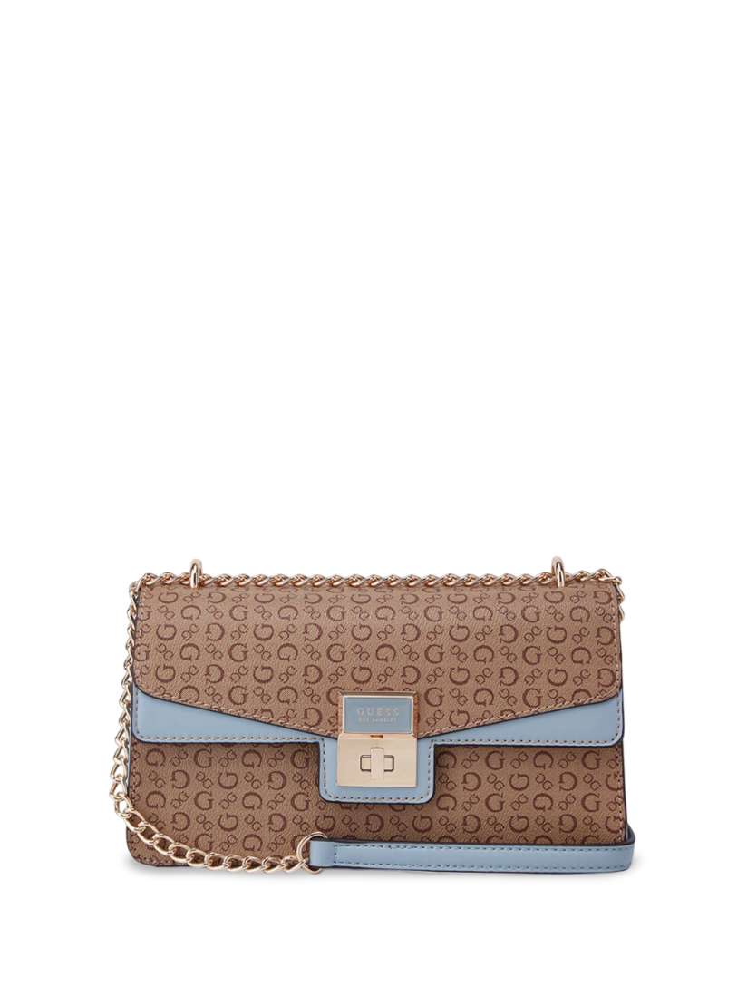 Buy GUESS Printed Structured Shoulder Bag with Cut Work Handbags for Women 30580991 Myntra