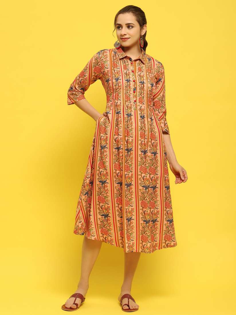 Buy Shree Floral Print Liva Fit Flare Maxi Dress Dresses for Women 30577939 Myntra