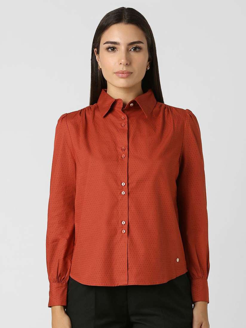 Van heusen women's solid formal shirt hot sale