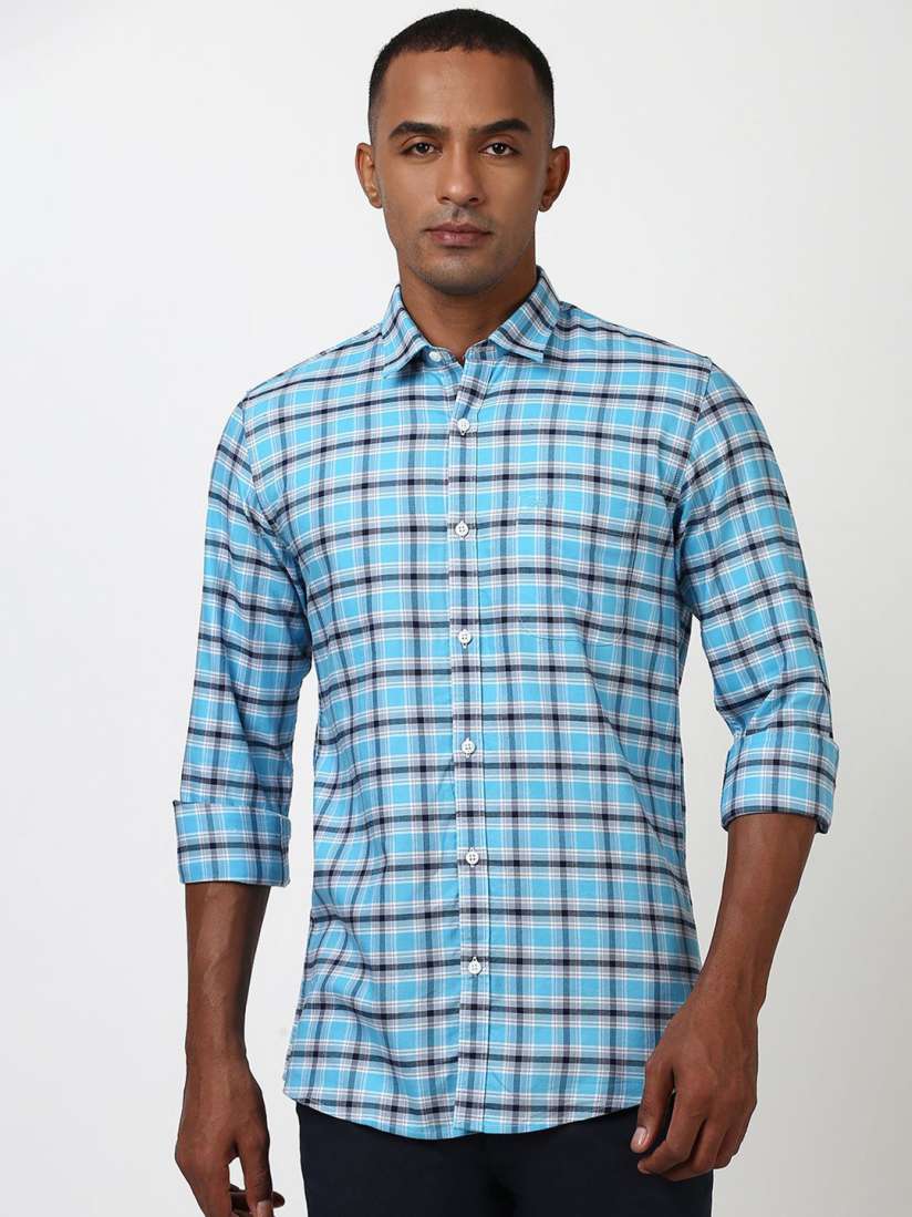 Buy Peter England Casuals Men Spread Collar Tartan Checked Cotton Slim Fit Casual Shirt Shirts for Men 30573561 Myntra