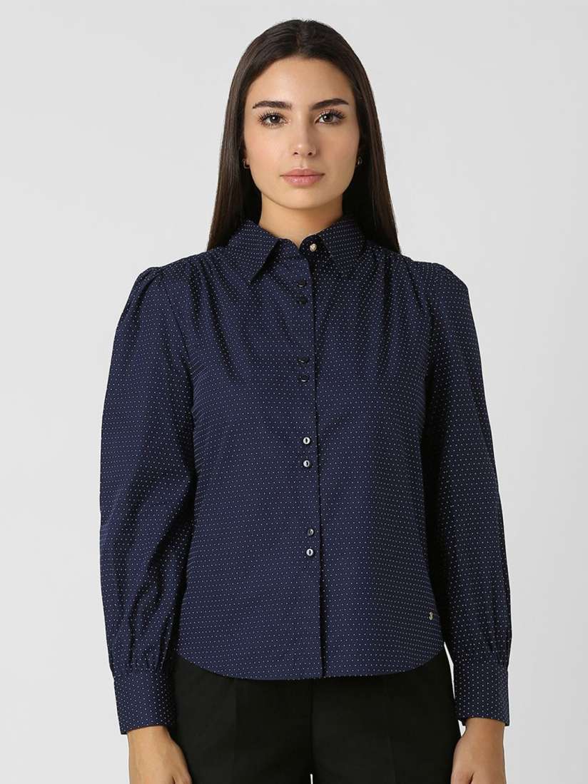 Buy Van Heusen Woman Women Classic Spread Collar Micro Ditsy Printed Cotton Formal Shirt Shirts for Women 30575412 Myntra