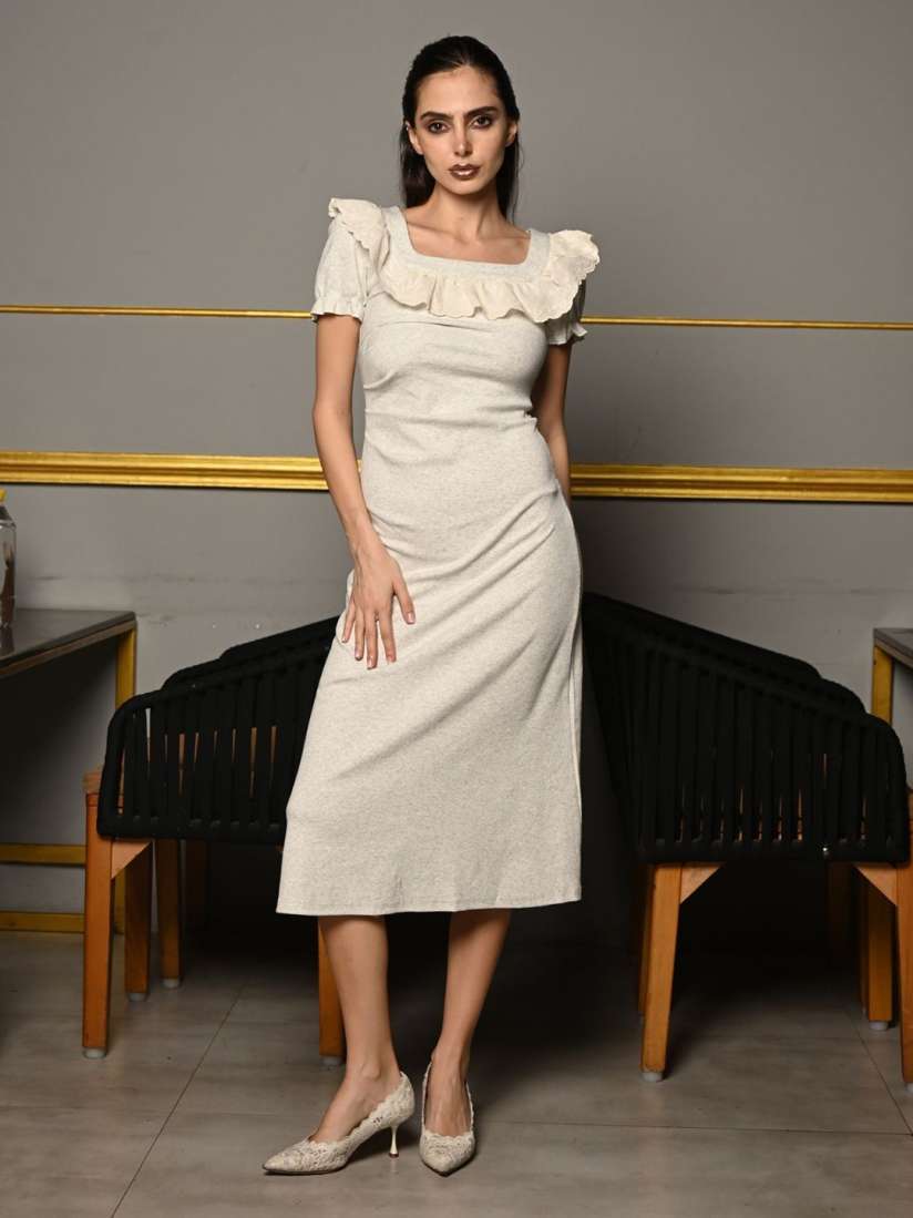 Buy ODETTE Embroidered Cold Shoulder A Line Maxi Dress Dresses for Women 30594495 Myntra