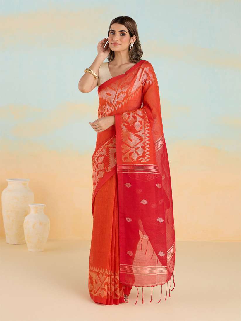 Linen sarees myntra on sale