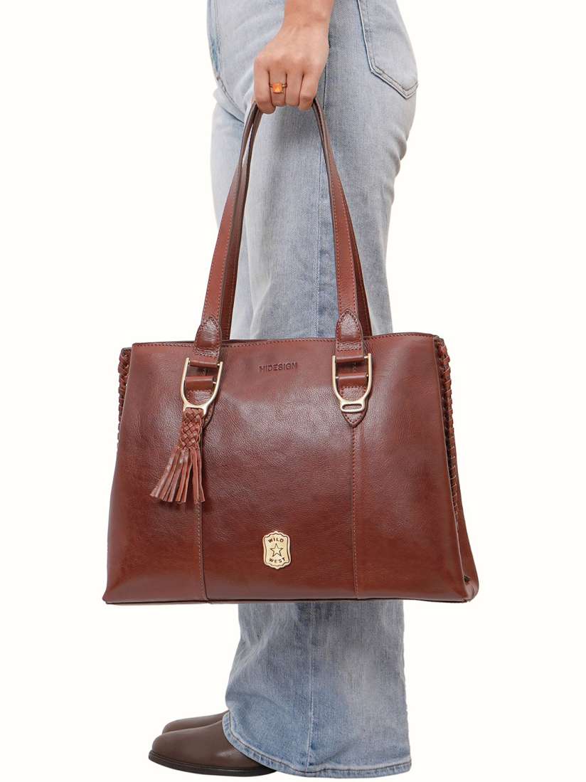 Buy Hidesign Leather Shopper Shoulder Bag with Tasselled Handbags for Women 30582117 Myntra
