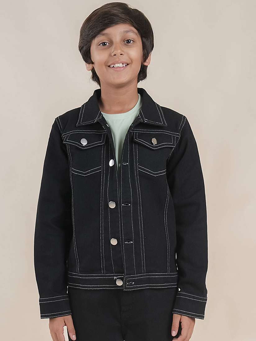 Denim jacket with fur boys clearance