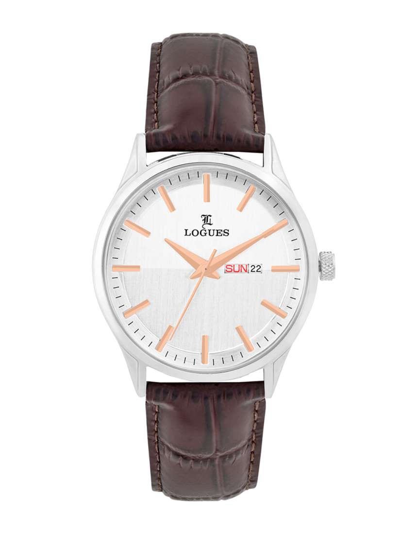 Buy L LOGUES Men Brass Dial Leather Textured Straps Analogue Watch G 4143 SLD 02 Watches for Men 30607665 Myntra