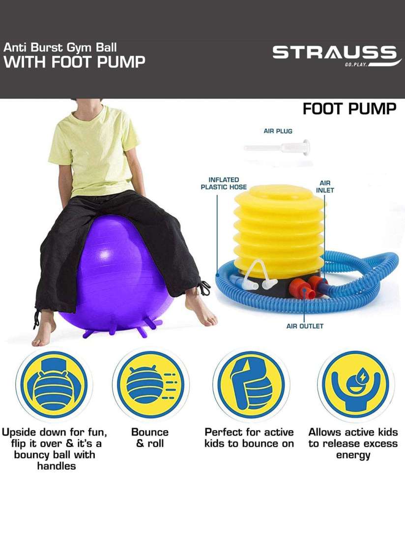 Buy STRAUSS Anti Burst Rubber Gym Ball Stability Legs With Foot Pump Workout Accessories for Unisex 30621523 Myntra