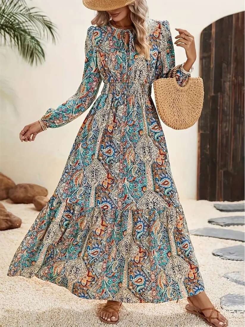 Buy StyleCast x Revolte Bohemian Print Layered A Line Maxi Dress Dresses for Women 30637460 Myntra