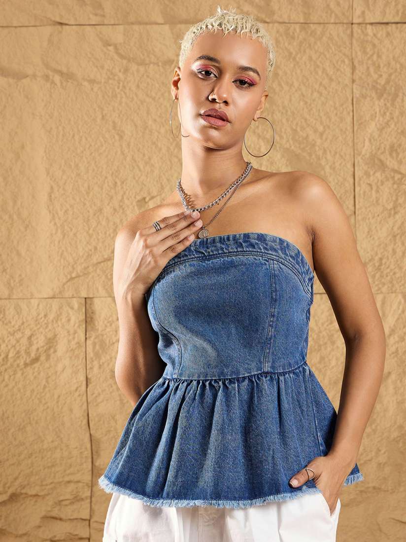 Strapless cotton top on sale