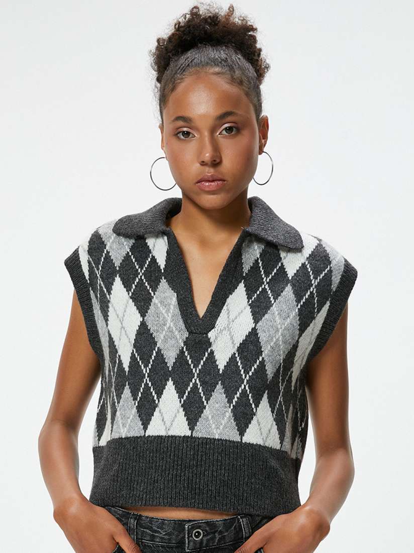 Argyle sleeveless sweater shop