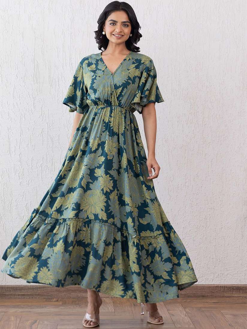 Floral Print Wrap Maxi Dress StyleCast X Revolte Floral Printed