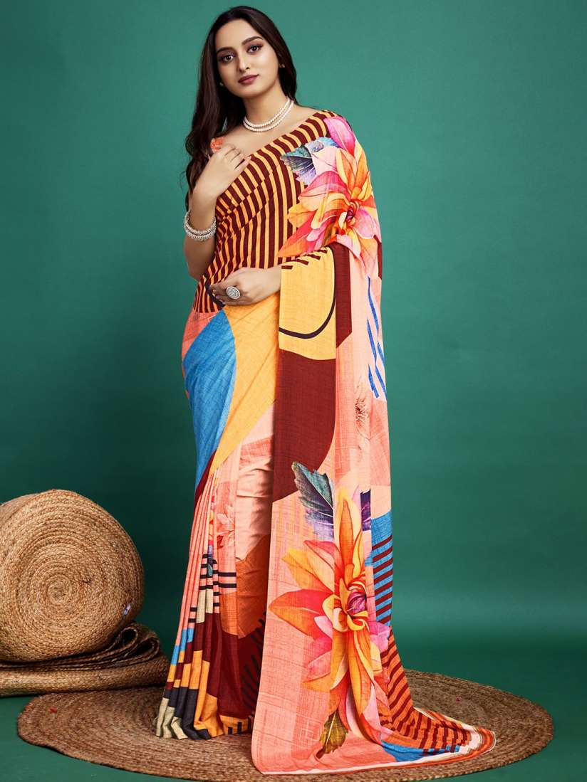 Myntra crepe silk sarees clearance