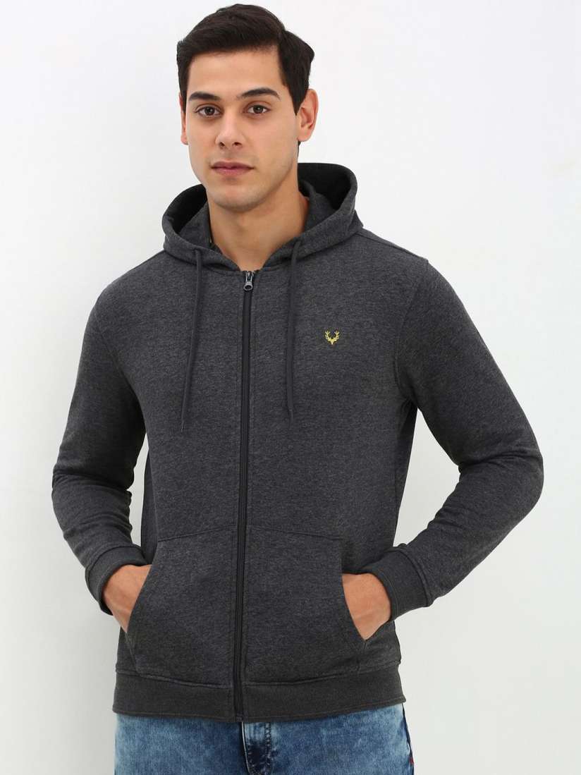 Buy Allen Solly Men Solid Hooded Sweatshirt Sweatshirts for Men 30445529 Myntra