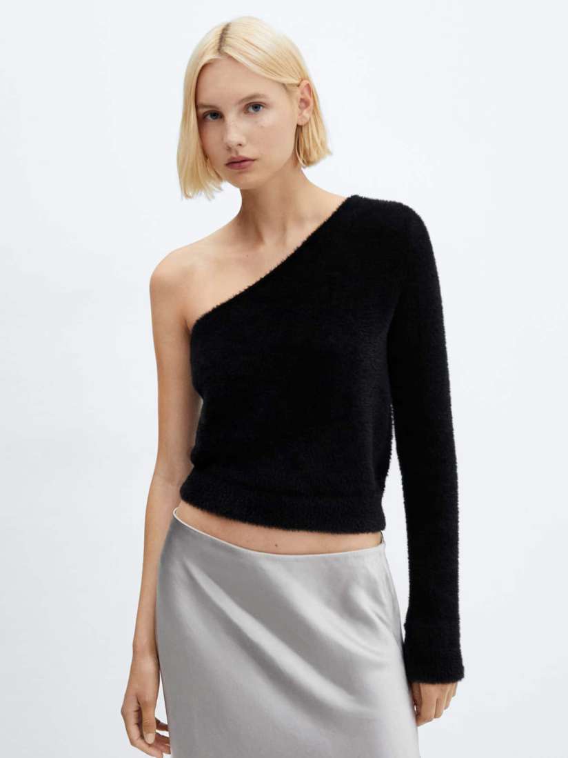 Buy MANGO Faux Fur One Shoulder Pullover Sweaters for Women 26411980 Myntra