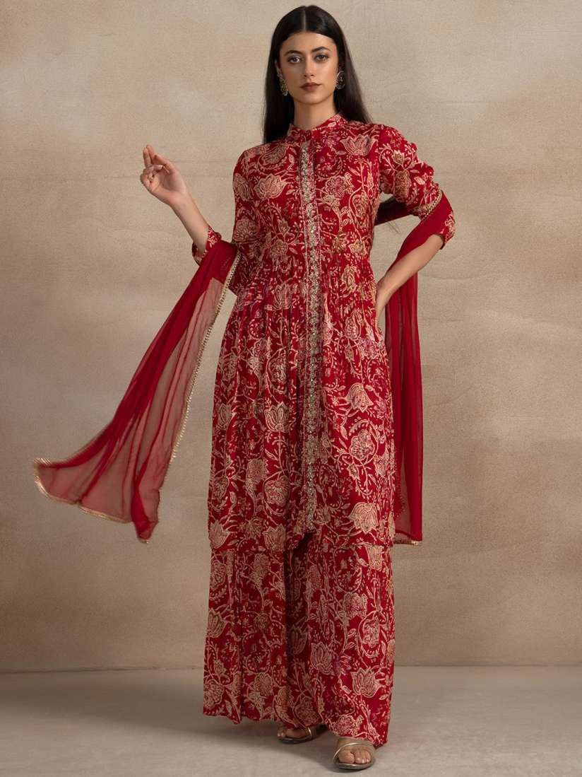 Buy Rang by Indya Women Floral Printed Regular Kurta with Sharara With Dupatta Kurta Sets for Women 30462822 Myntra