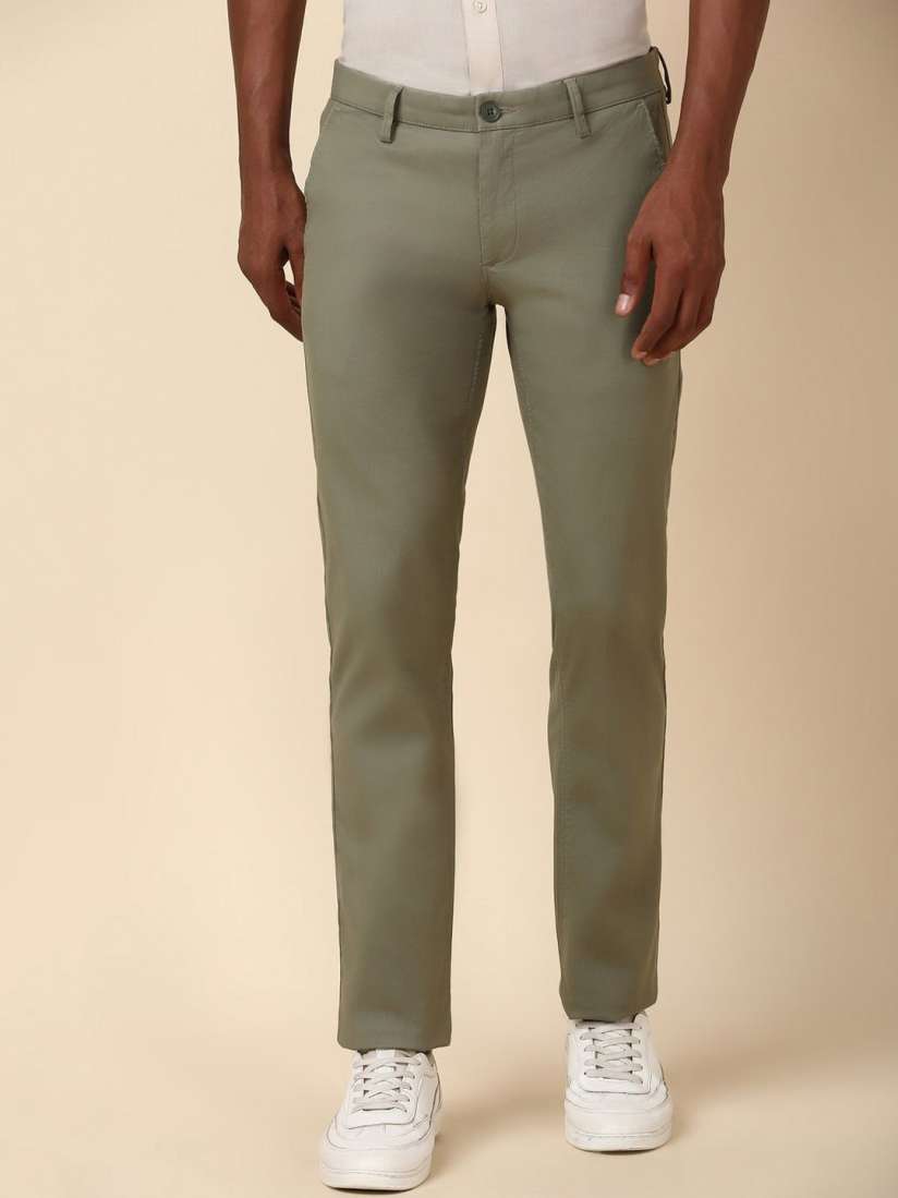 Buy Allen Solly Men Solid Striped Slim Fit Regular Trousers Trousers for Men 30655104 Myntra