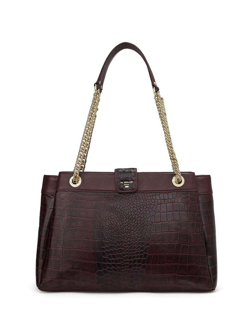 Buy Da Milano Textured Leather Structured Shoulder Bag Handbags for Women 30640923 Myntra