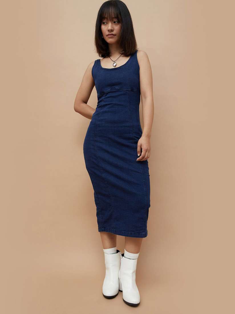 Buy Ginger by Lifestyle Denim Bodycon Midi Dress Dresses for Women 30645829 Myntra