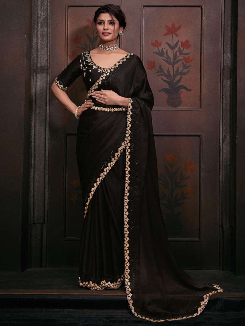 Buy Anouk Solid Embellished Beads and Stones Satin Designer Saree Sarees for Women 30652916 Myntra