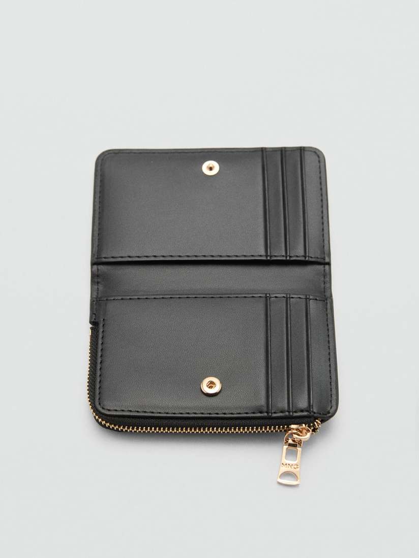 Mango Saffiano Effect Shopper Bag Mango Black Solid Handbag New