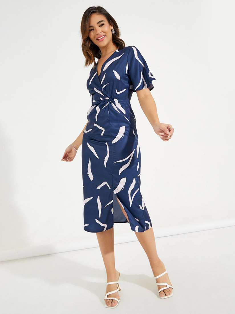 Wrap dress with flutter sleeves best sale