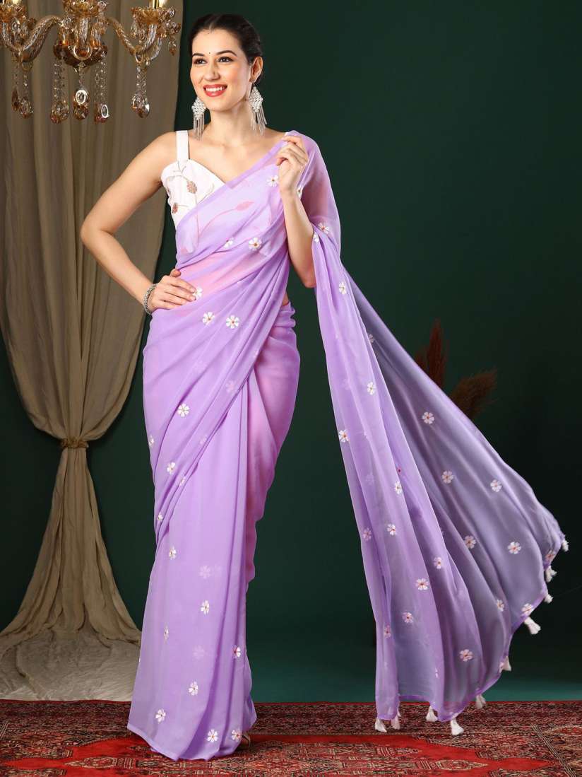 Buy KALINI Floral Embroidered designer Saree with blouse piece Sarees for Women 30681110 Myntra
