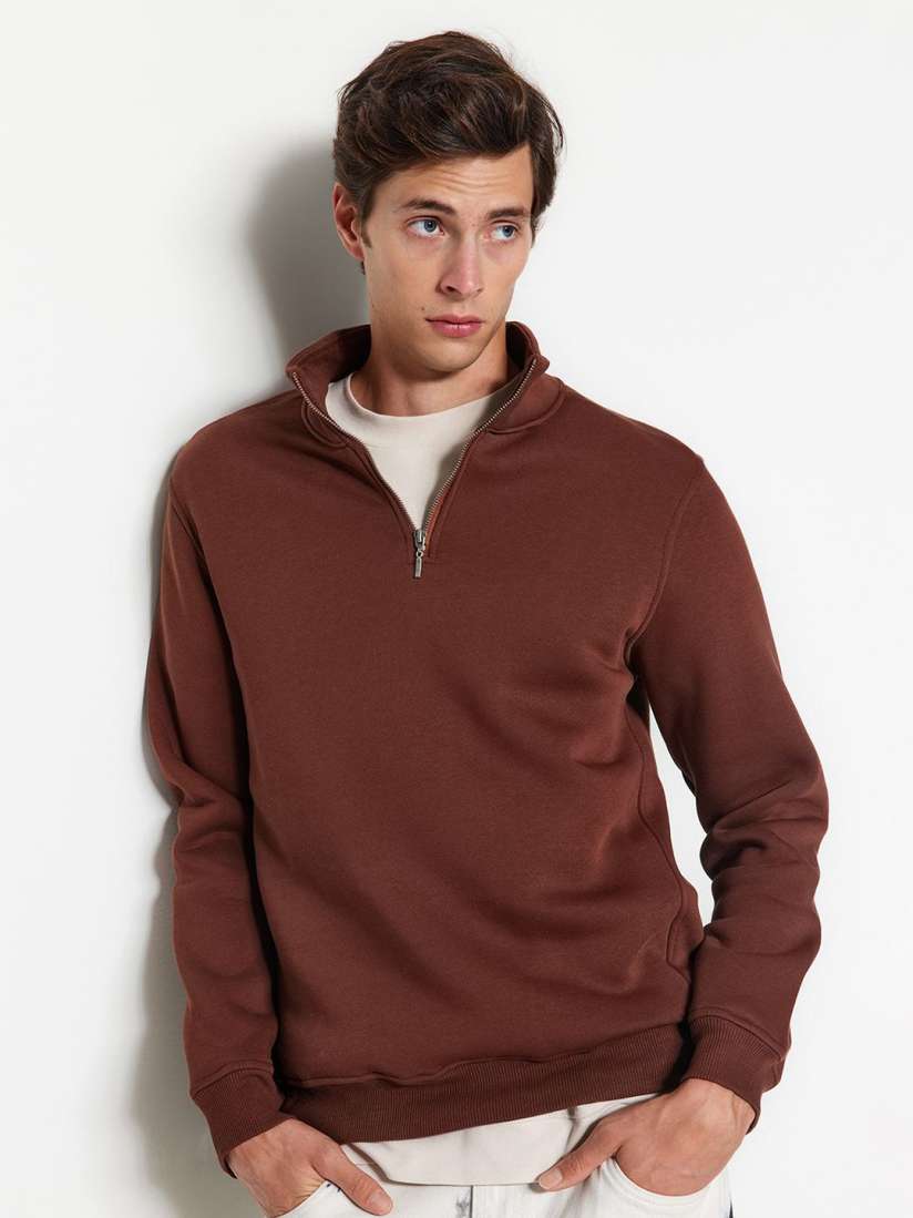 Buy Trendyol Men Solid Mock Collar Sweatshirt Sweatshirts for Men 30684884 Myntra