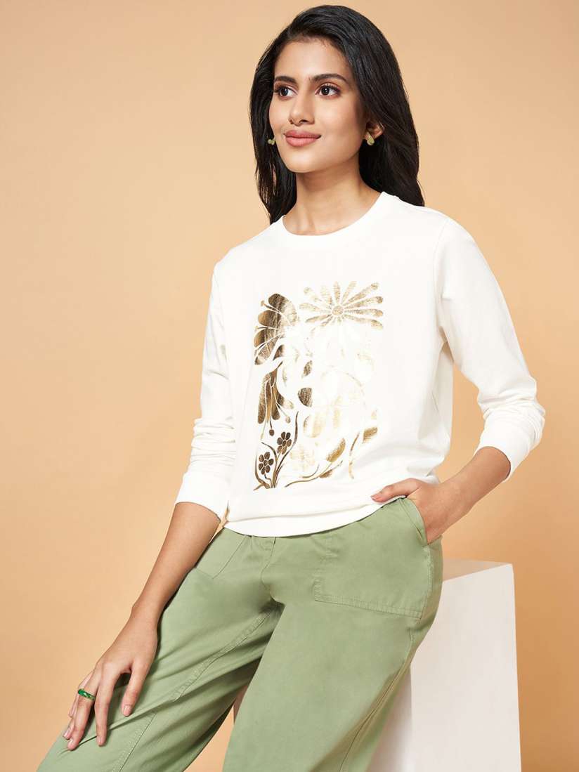 Buy Honey by Pantaloons Women Printed Pure Cotton Sweatshirt Sweatshirts for Women 30682053 Myntra