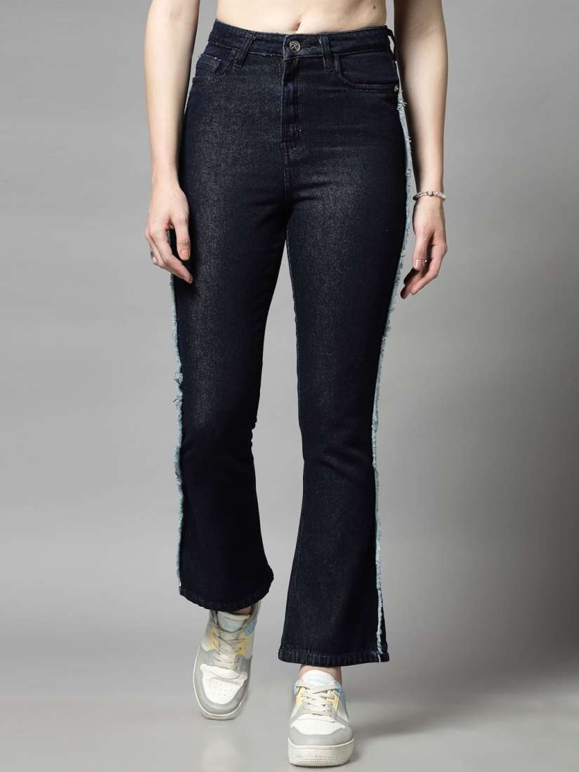 Buy COSMIC TRIO Women Smart High Rise with Side Stripe Bootcut Jeans Jeans for Women 30687926 Myntra
