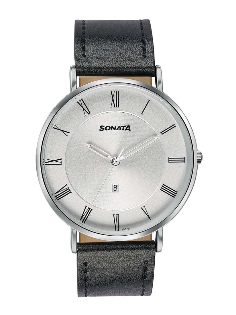 Buy Sonata Men Dial Leather Textured Straps Analogue Watch 77142SL01 Watches for Men 30690077 Myntra