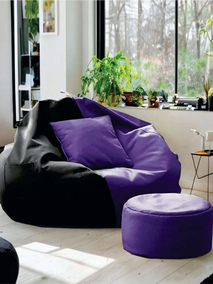 Buy SHIRA 24 Black Purple 3 Pieces Coloublocked Bean Bag Cushion Footrest Covers Set Bean Bag Cover for Unisex 30714816 Myntra