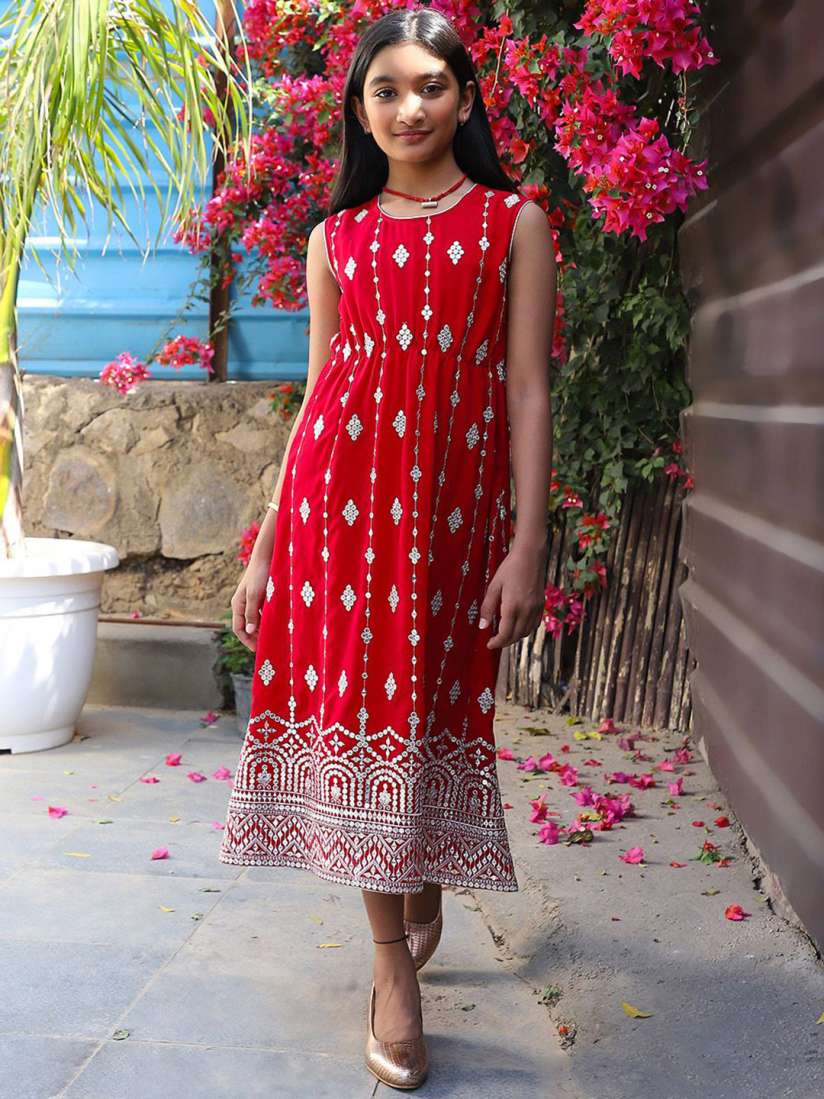 Buy Aks Kids Girls Embroidered A line Ethnic Dress Ethnic Dresses for Girls 30707727 Myntra
