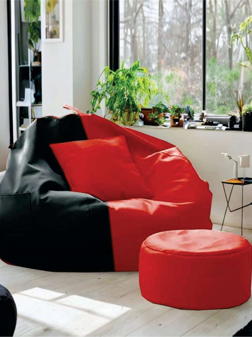 Buy SHIRA 24 Red Bean Black 3 Pieces Bag Cover Without Beans Footrest With Cushion Cover Bean Bag Cover for Unisex 30714823 Myntra