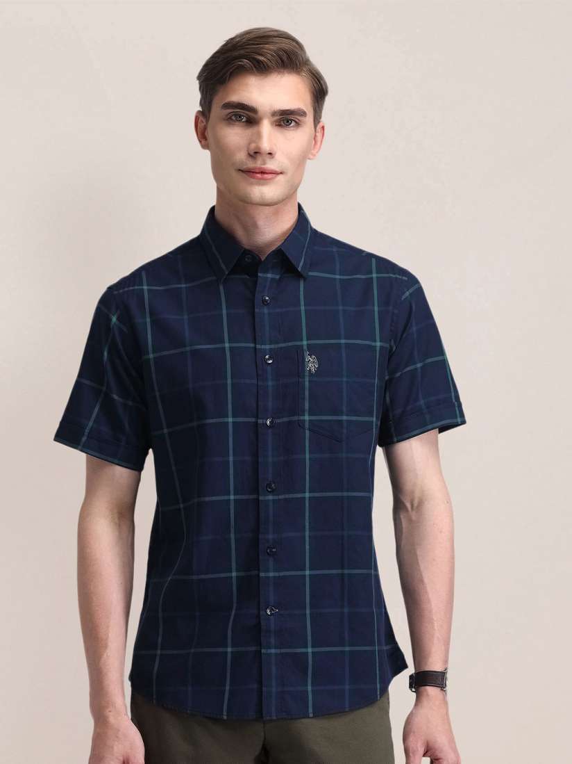 Buy U.S. Polo Assn. Men Classic Spread Collar Windowpane Checked Cotton Formal Shirt Shirts for Men 30714607 Myntra