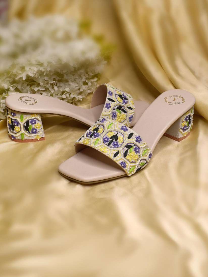 Buy YASSIO Embroidered Block Heel Sandals Heels for Women 30706566 Myntra