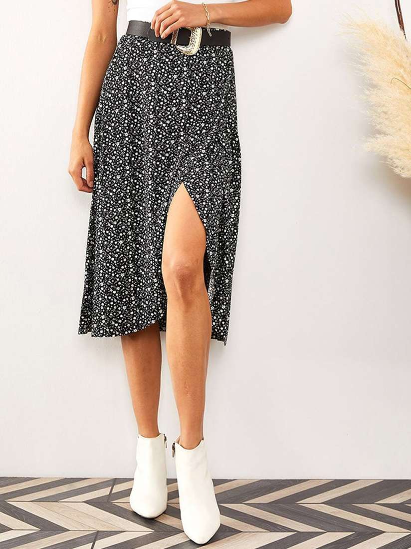 Knee length skirts with slits cheap