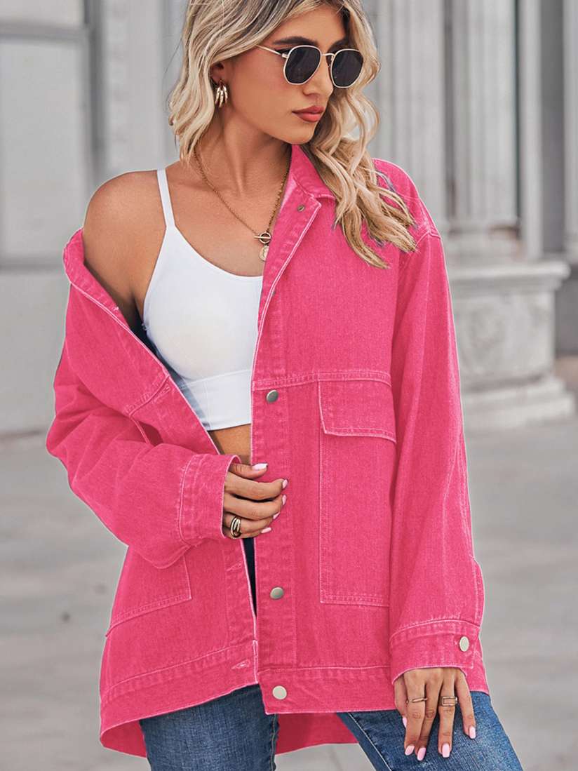 Ladies longline denim jacket sales