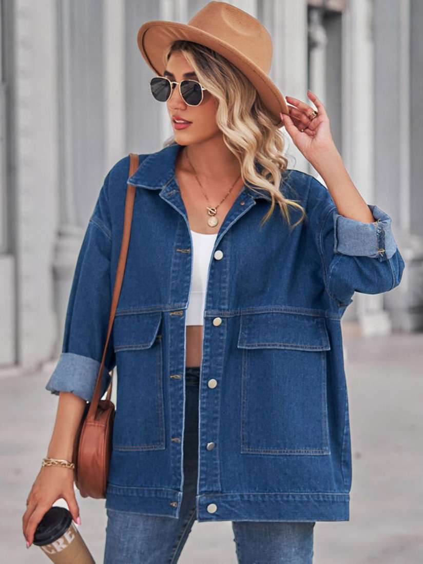 Buy StyleCast Women Longline Denim Jacket with Patchwork Jackets for Women 30730496 Myntra