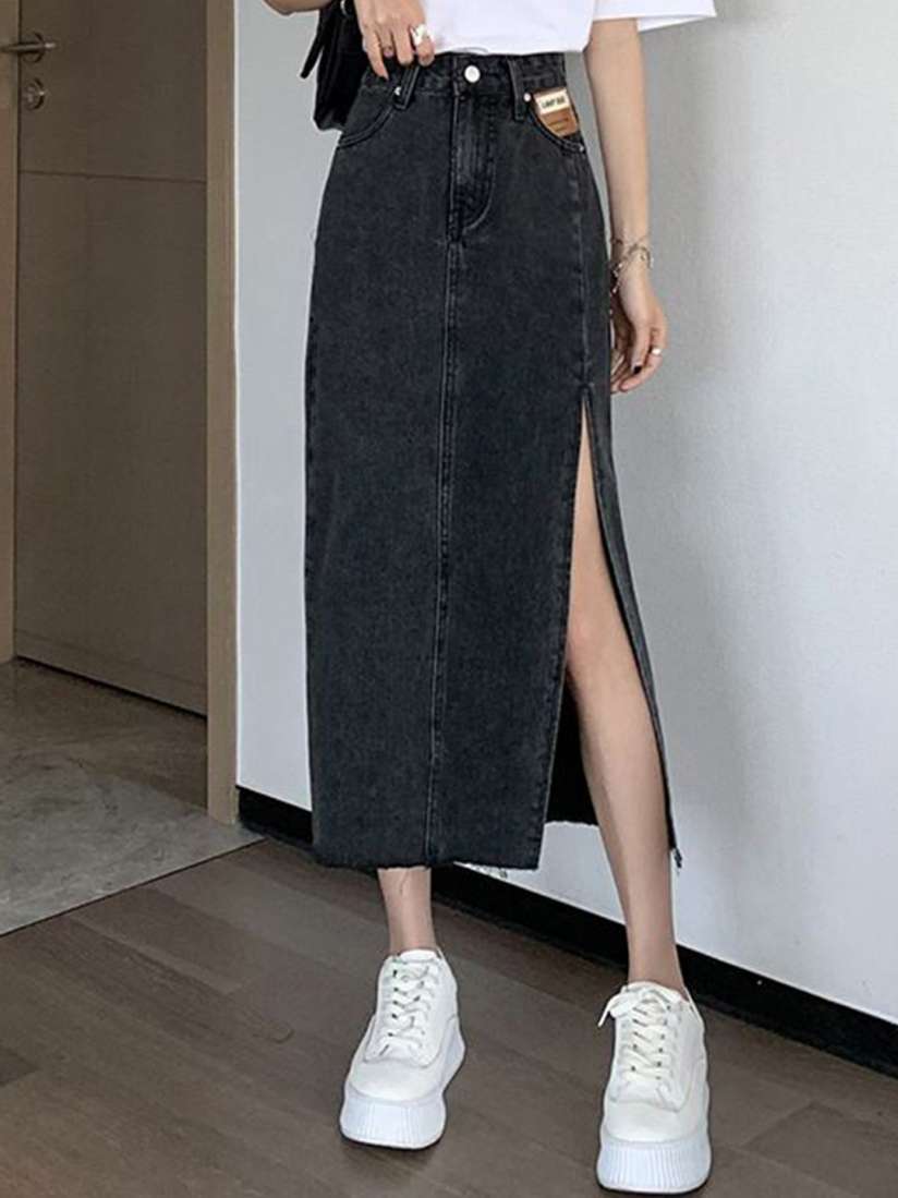 Buy StyleCast Women Solid Denim A line Slits Midi Skirts Skirts for Women 30727772 Myntra