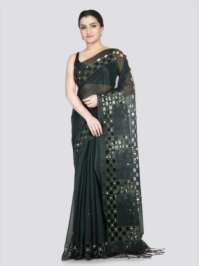 Buy PinkLoom Mirror Work Silk Cotton silk Saree Sarees for Women 30737144 Myntra