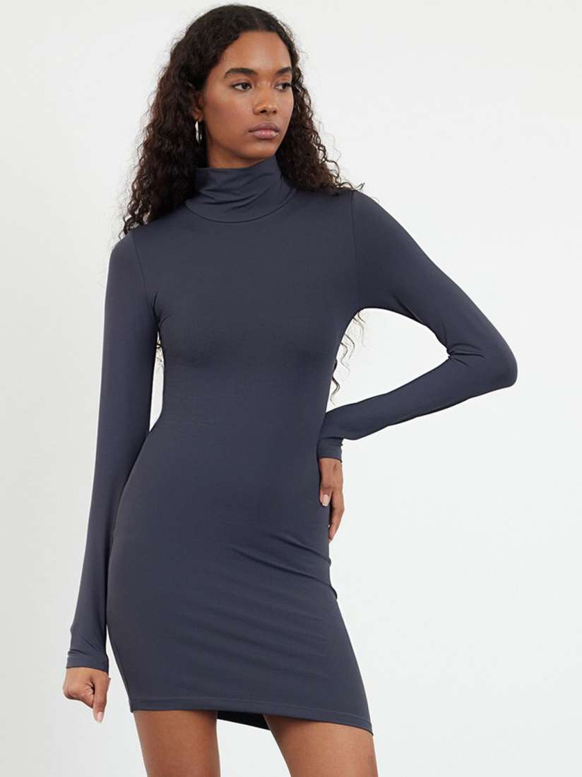 Black mock neck bodycon dress best sale