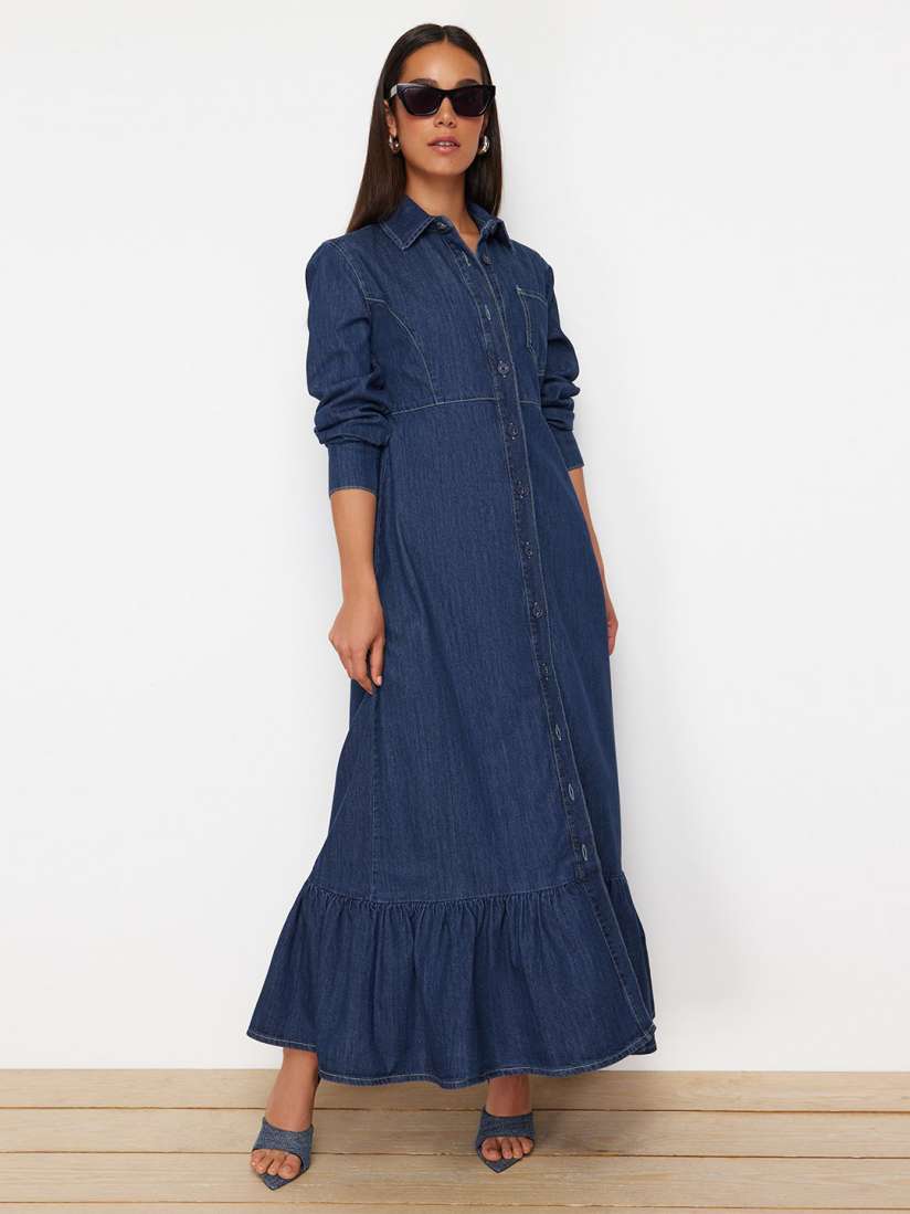 Buy Trendyol Shirt Maxi Cotton Dress Dresses for Women 30734810 Myntra