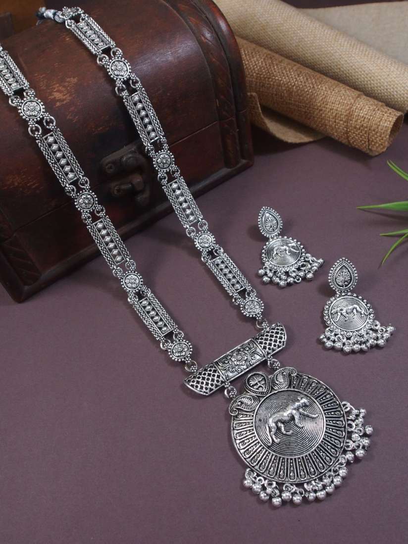 Buy I Jewels Silver Plated Oxidised Jewellery Set Jewellery Set for Women 30743949 Myntra