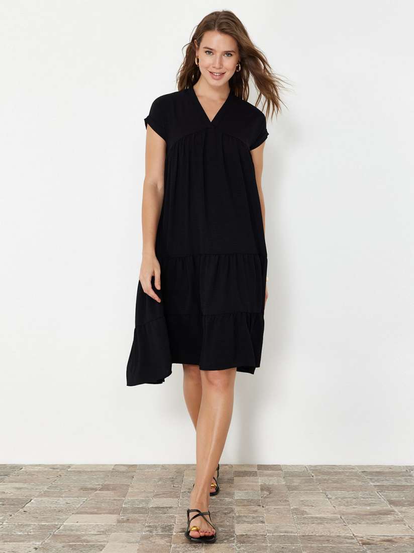 Buy Trendyol Women Solid V Neck Knee Length A Line Dress Dresses for Women 30734827 Myntra