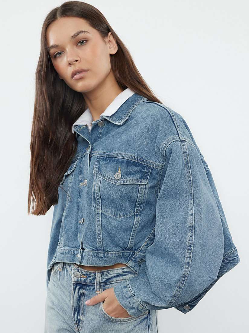 Denim jackets for womens online myntra shop