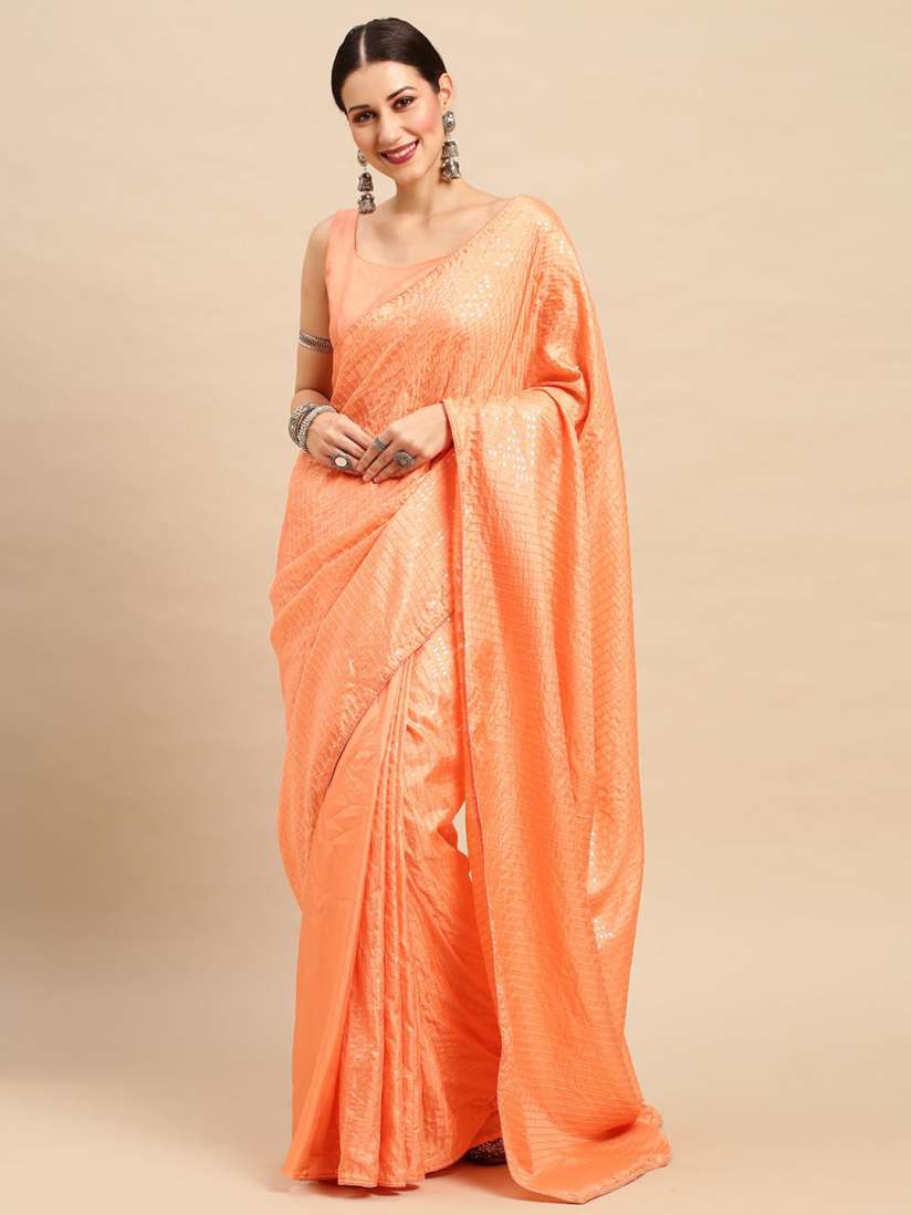 Buy KALINI Striped Ethnic Sequinned Dola Silk Party Wear Saree Sarees for Women 30751543 Myntra