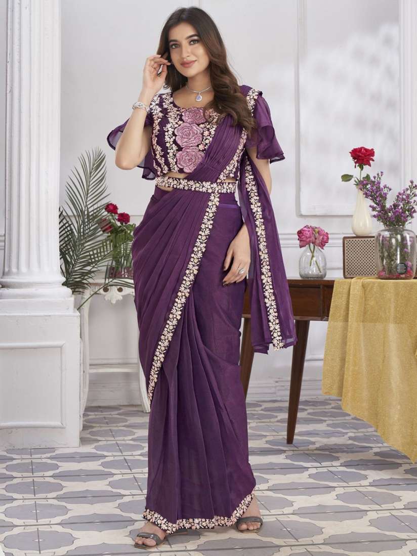 Buy JIVORA Embroidered Pure Georgette Ready to Wear Saree Sarees for Women 30771566 Myntra