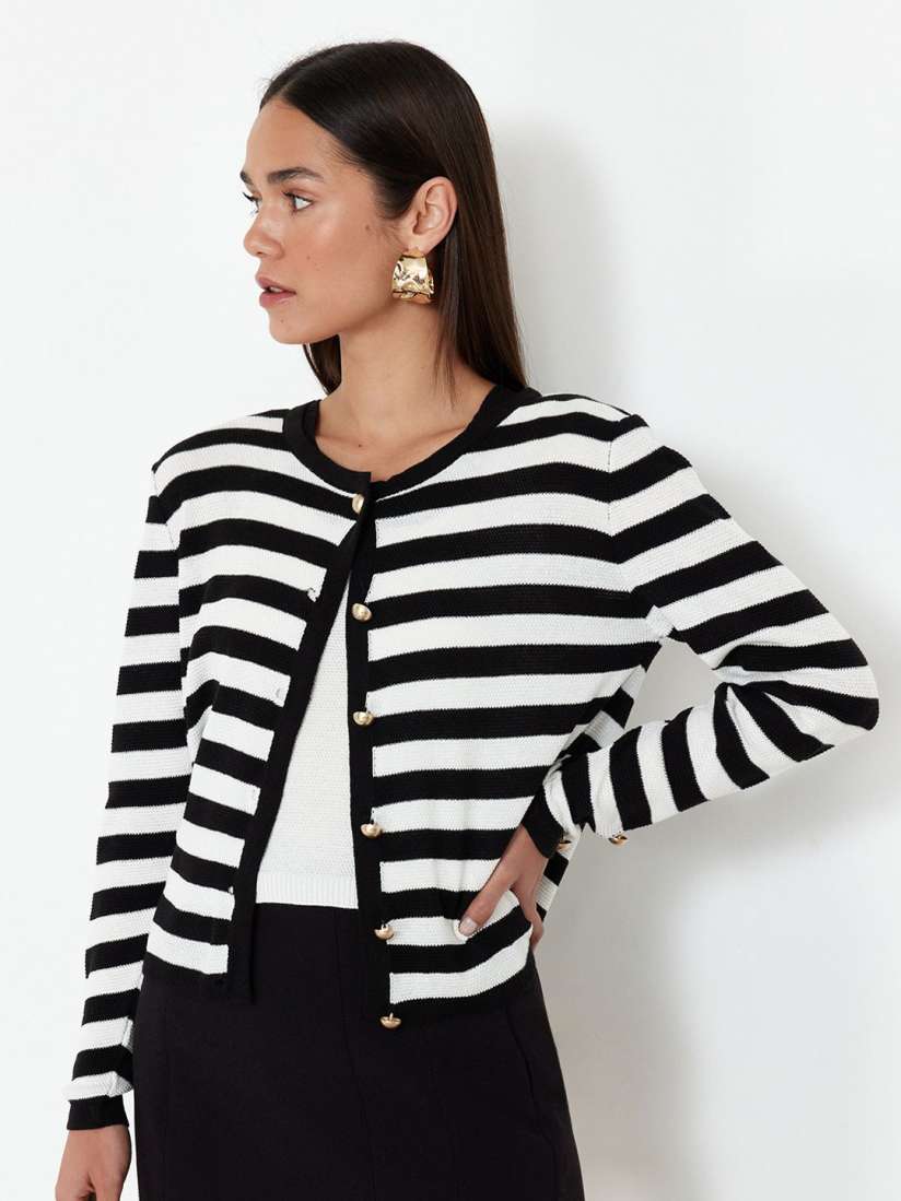Womens striped cardigan sweater on sale