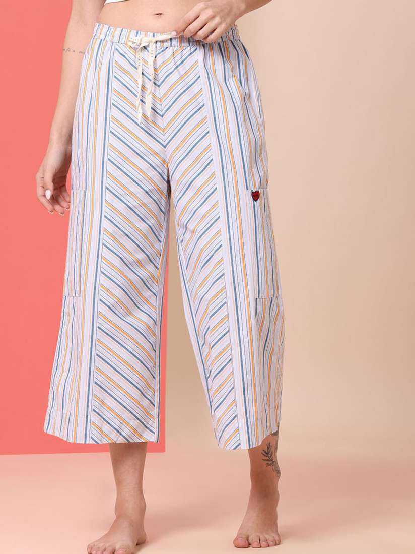 Buy Chemistry Women Striped Pure Cotton Mid Rise Pyjamas Pyjamas for Women 30775187 Myntra